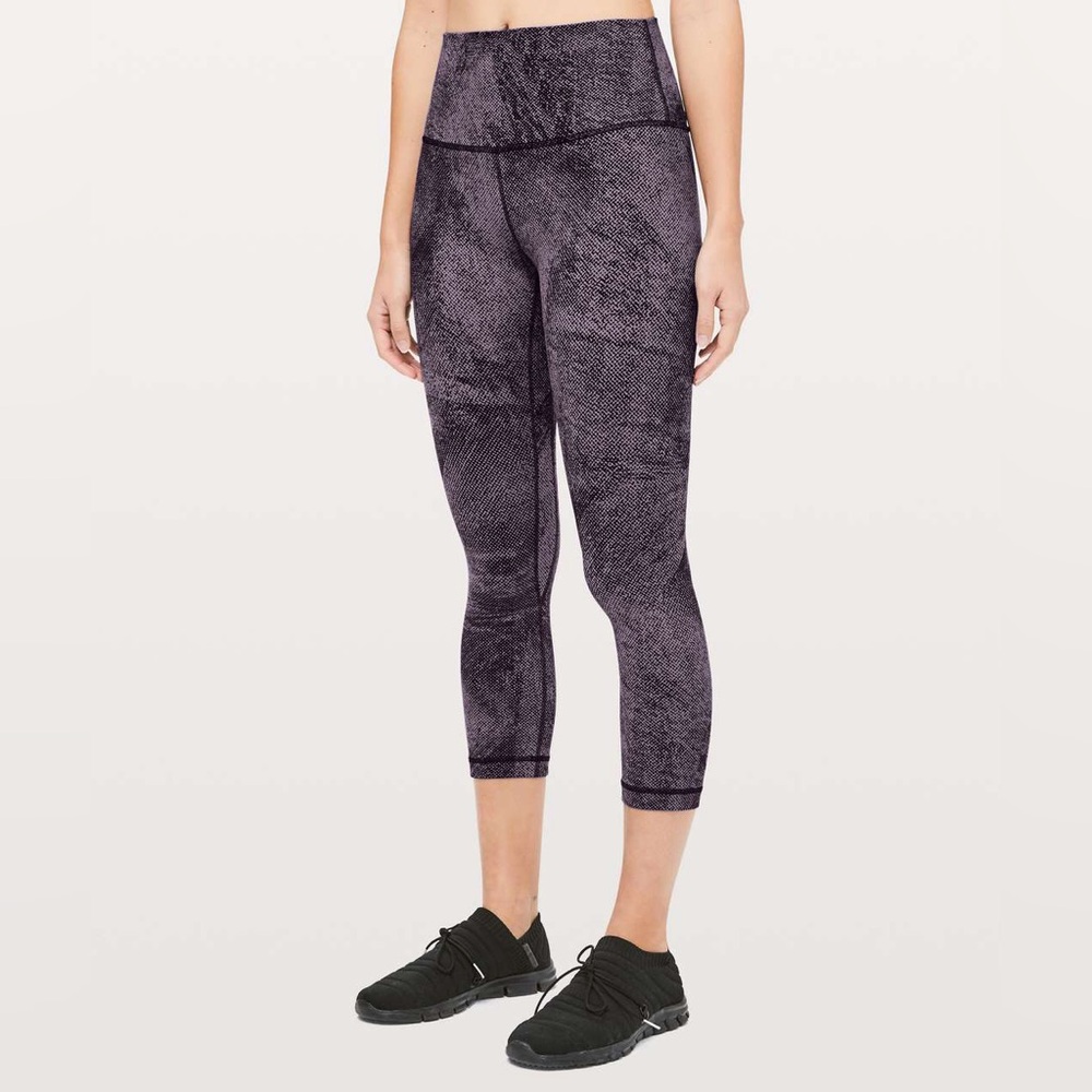 NuLU Lululemon Align Crop *21" Pixel Print Purple Quartz Black